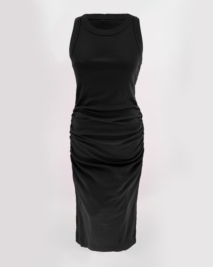 michael stars ruched tank dress Michael Stars Ruched Black Tank Dress Medium